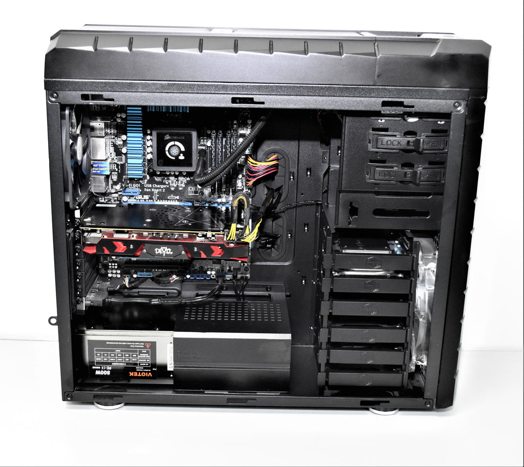 COOLER MASTER Gaming Machine Tower - Intel® Core™ i7-3770K 3.90GHz Quad Core Processor, 32GB Ram, 240GB SSD, 1TB HDD, RADEON RX580 8GB Video Card, Windows 10 Professional - Coretek Computers
