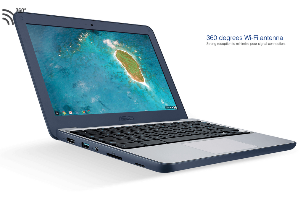 ASUS C202SA 11.6" (1366x768) Chromebook - Intel Celeron N3060 1.60GHz, 4GB RAM, 16GB SSD, WebCam, Card Reader, HDMI, Chrome OS