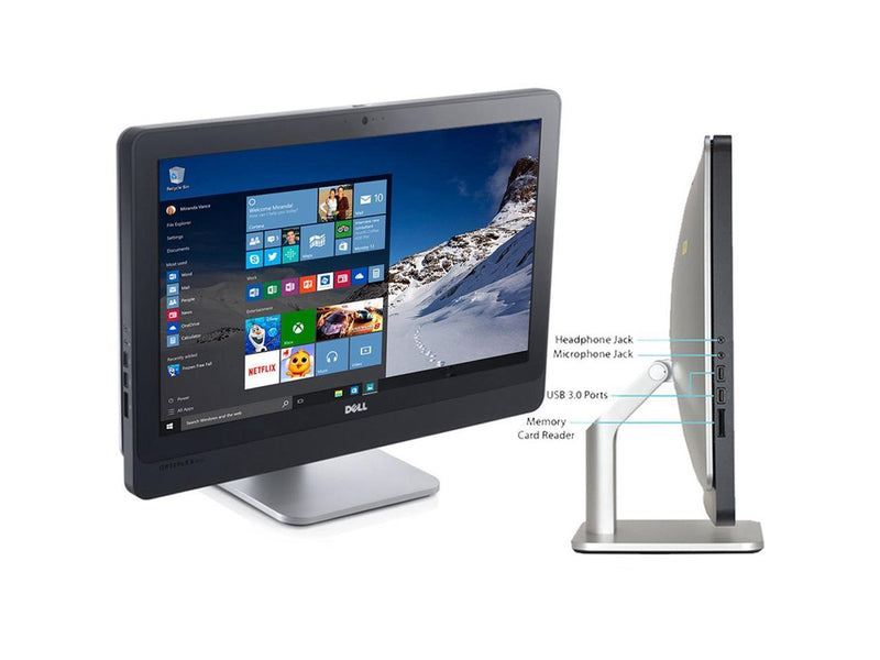 DELL All-in-One 9010 23" LED AIO Computer - Core i7-3770S (upto 3.90GHz) 8GB RAM WebCam DVDRW Win 10 Pro - Keyboard & Mouse - Coretek Computers