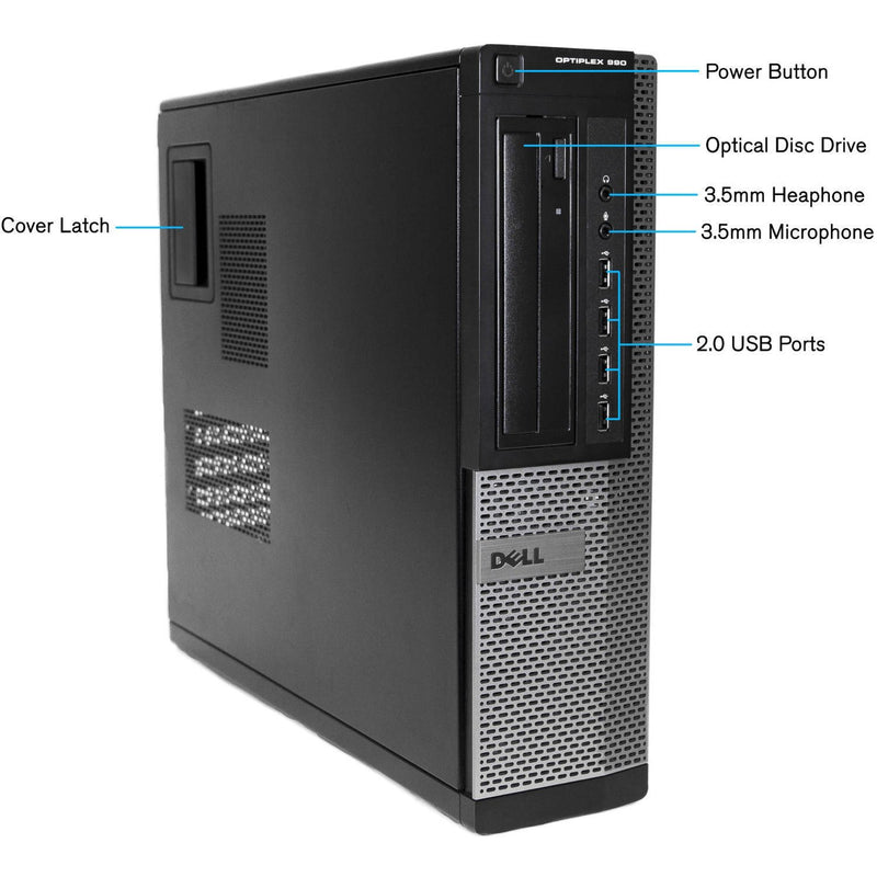 Dell Optiplex 990 Desktop Computer - Intel Core i7 3.40GHz Quad, 8GB RAM, DVDRW, Keyboard & Mouse, Win 10 Pro - Coretek Computers