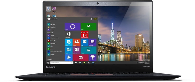 Lenovo ThinkPad X1 Carbon 3 Laptop - 14" Matte QHD (2560x1440) Touchscreen, Intel Core i7-5600U 5th Gen, 8GB RAM, 256GB SSD, Backlit Keyboard, Fingerprint Reader, Windows 10 Pro 64-Bit - Coretek Computers