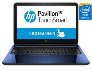 HP TouchSmart 15-R053CL 15.6" TouchScreen Laptop - Core i3-4010U, 750GB HDD, 6GB RAM, WebCam, Blue, Win 10 Pro