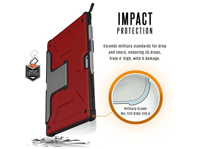 NEW UAG Microsoft Surface Pro (2017) & Surface Pro 4 Feather-Light Rugged [MAGMA] Aluminum Stand Military Drop Tested Case - Red